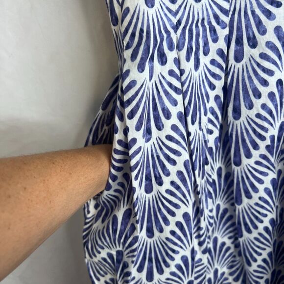 Talbots Fit & Flare Scallop Fan Print Sleeveless Dress Mixed Print Size 6 - Picture 6 of 10